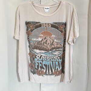 Arula Womens Top Size A 14 16 Sunshine Festival Hippie Graphic Western Y2K 18598